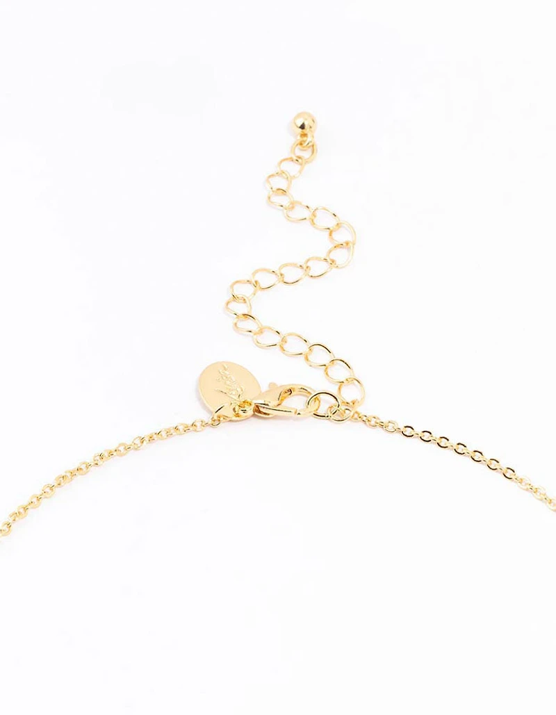 Gold Plated Pave Letter R Necklace