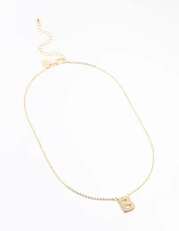 Gold Plated Pave Letter B Necklace