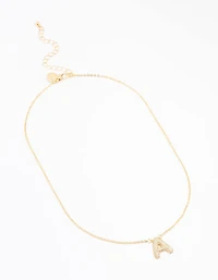 Gold Plated Pave Letter A Necklace