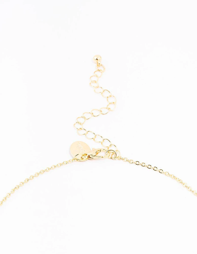 Gold Plated Pave Letter A Necklace