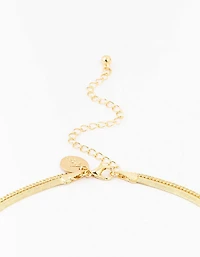 Gold Plated Baguette Snake Pendant Layered Necklace