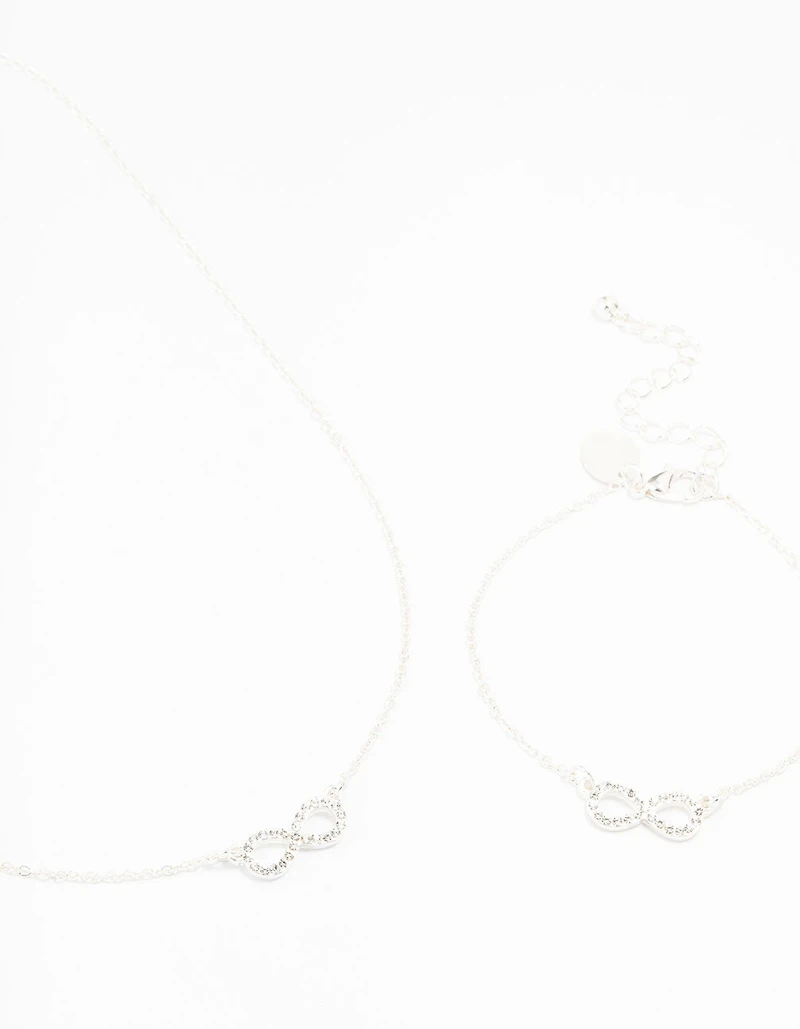 Ensemble collier et bracelet infini plaqués argent