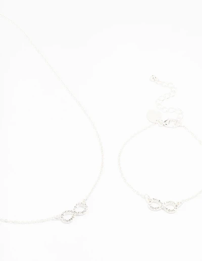 Ensemble collier et bracelet infini plaqués argent