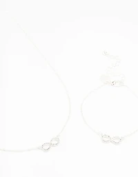 Ensemble collier et bracelet infini plaqués argent