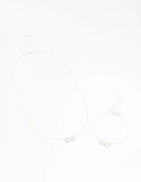 Ensemble collier et bracelet infini plaqués argent