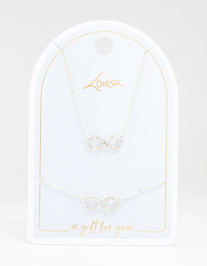 Ensemble collier et bracelet infini plaqués argent