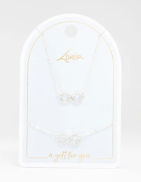 Ensemble collier et bracelet infini plaqués argent