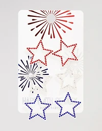 Red & Blue Star Diamante Drop Earrings