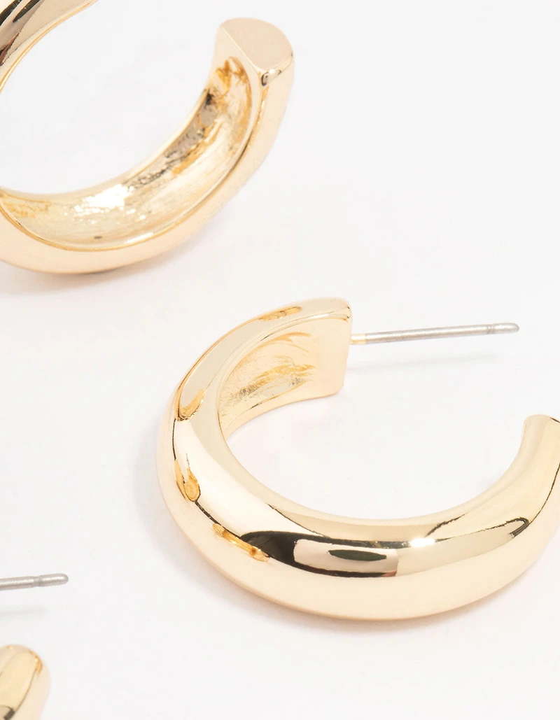 Gold Plated Chunky Hoop Earrings 2-Pack