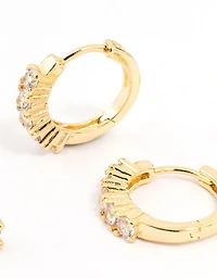 Gold Plated Cubic Zirconia Stud & Small Hoop Earrings 2-Pack