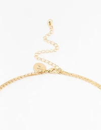 Gold Plated Cubic Zirconia Dainty Hoop & Necklace Set