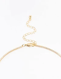 Gold Plated Cubic Zirconia Tennis Bracelet & Necklace Set