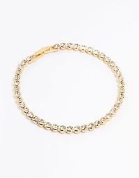 Bracelet de tennis rond en diamant plaqué or