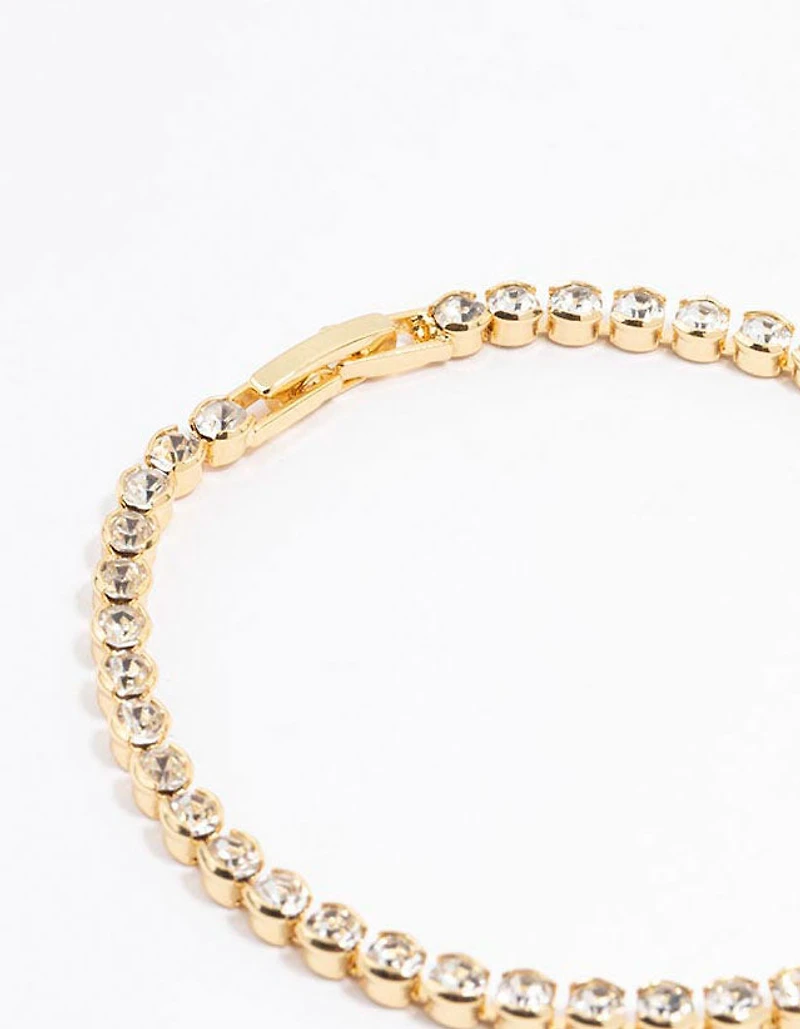 Bracelet de tennis rond en diamant plaqué or