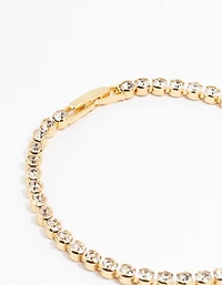 Bracelet de tennis rond en diamant plaqué or