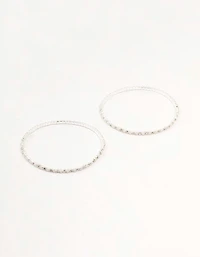 Silver Plated Alternating Mini Cubic Zirconia & Pearl Bracelets 2-Pack