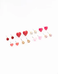 Mixed Gold Love Heart Earrings 8-Pack