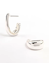 Boucles d’oreilles en cerceau rectangulaires en argent étiré