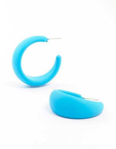 Coated Pointed Wide Hoop Earrings