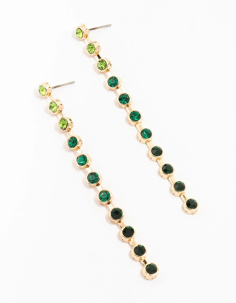 Black & Gold Circular Diamante Cascade Drop Earrings