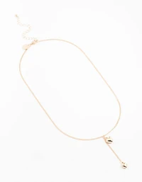 Rose Gold Puffy Heart Drop Necklace