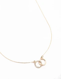Collier à double cercle en diamants en or rose