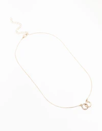 Collier à double cercle en diamants en or rose