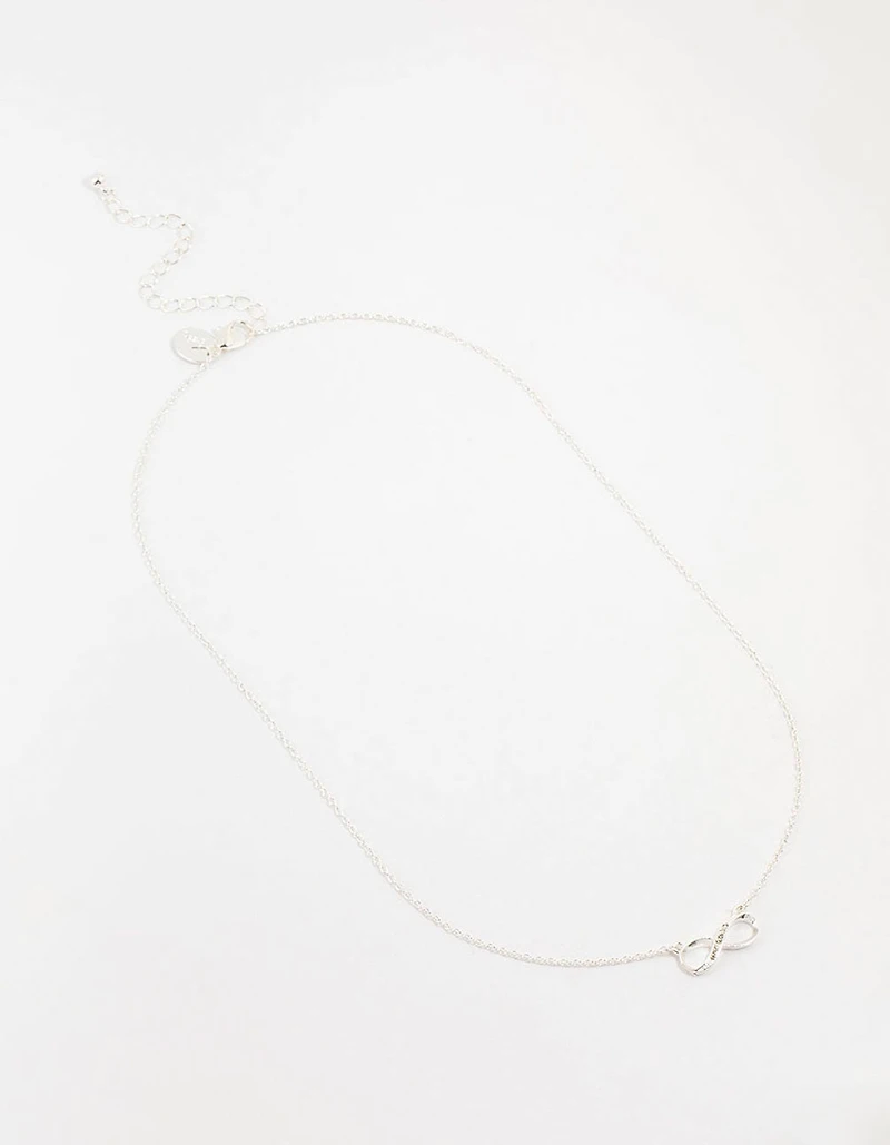 Silver Encased Diamante Infinity Necklace