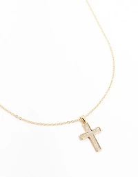 Gold Glitter Cross Necklace
