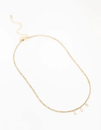 Gold Cup Chain Baguette Necklace