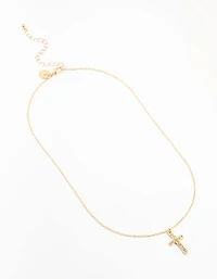 Gold Diamante Cross Necklace