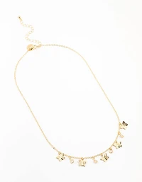 Gold Plated Diamante Butterfly Droplet Necklace