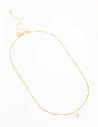 Gold Ball Chain Pearl Necklace