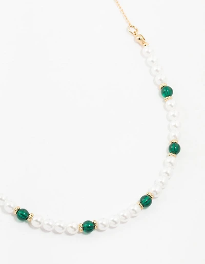 Collier perles et perles vertes