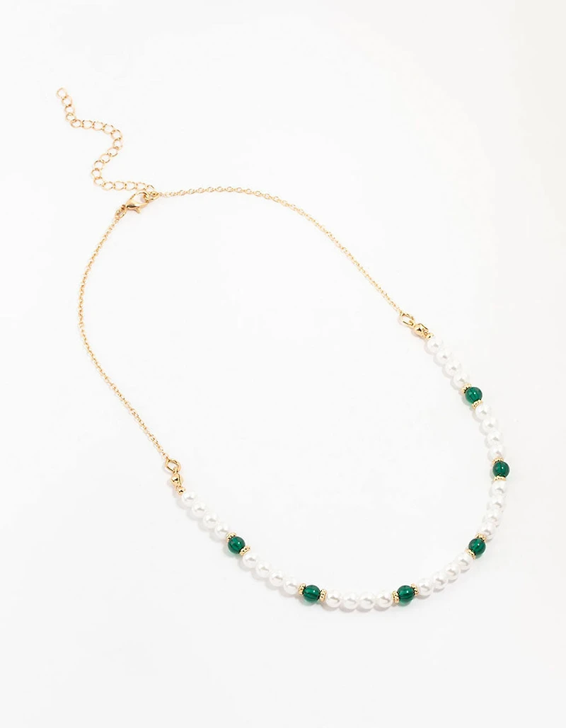 Collier perles et perles vertes