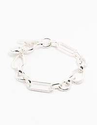 Silver Link & Hearts Bracelet