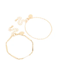 Bracelets dorés à languettes torsadées en pack de 2