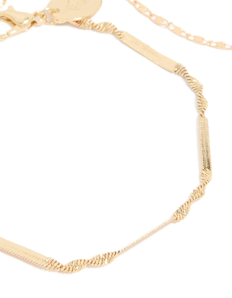 Gold Twisted Tab Bracelets 2-Pack