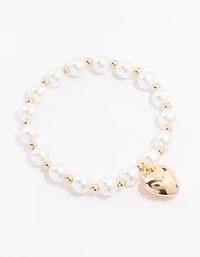 Beaded Pearl Puff Heart Bracelet