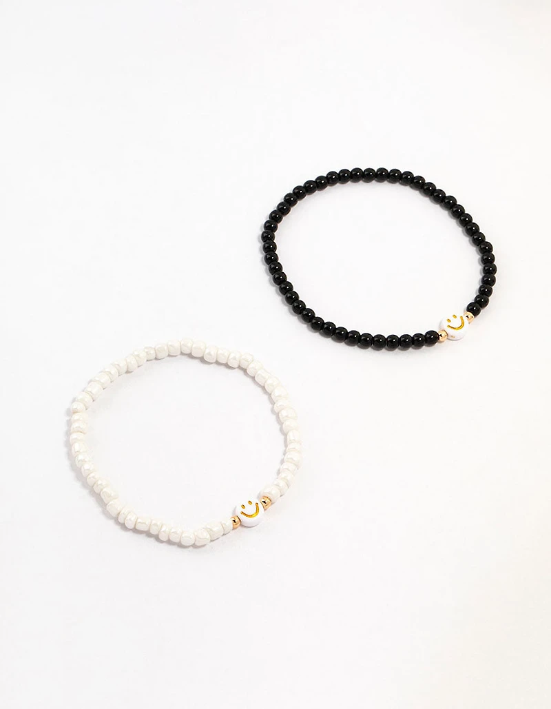 Bracelets Visage Souriant Perlés en pack de 2