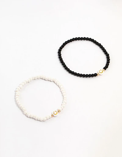 Bracelets Visage Souriant Perlés en pack de 2