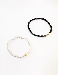Bracelets Visage Souriant Perlés en pack de 2