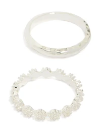 Silver Flower Vine Stacking Ring Pack