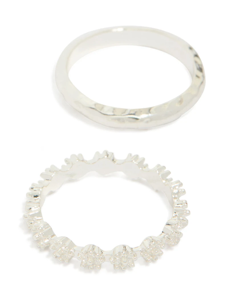 Silver Flower Vine Rings 3-Pack