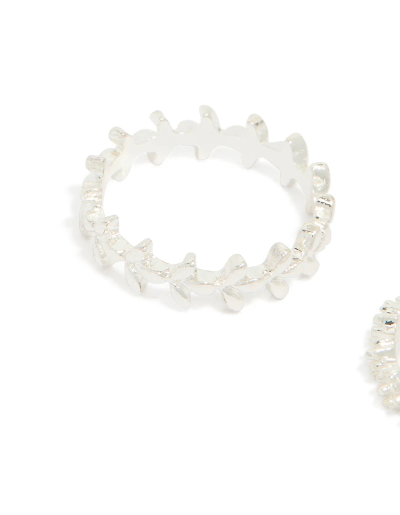 Silver Flower Vine Rings 3-Pack