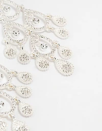 Silver Diamante Open Drop Earrings