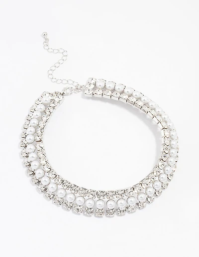 Collier d’argent, diamants et perles