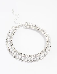 Collier d’argent, diamants et perles
