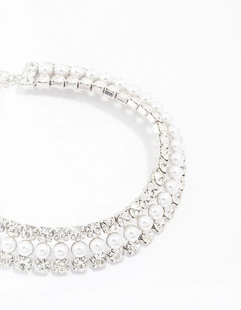 Collier d’argent, diamants et perles