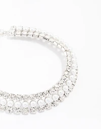 Collier d’argent, diamants et perles